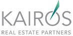 Gray wordmark “Kairos Real Estate Partners” with a stylized green accent above the “i.”
